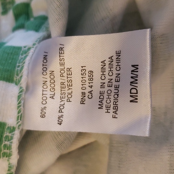 Mighty Fine Green Checkered Cinch Side Baby Doll Tee w/Embroidered Shamrock SZ M - Picture 7 of 7